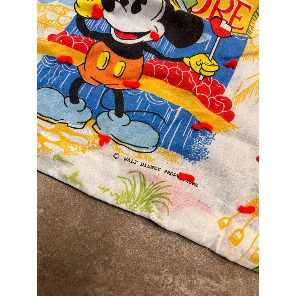 Vintage Walt Disney Mickey Mouse Bed Twin Size Cover Carnival/Fair 88